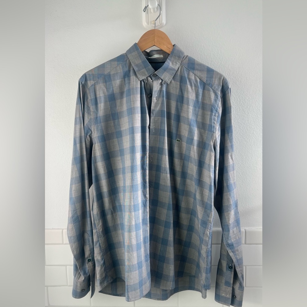 Lacoste Men’s Plaid Button Down Shirt (Size 42/Large)